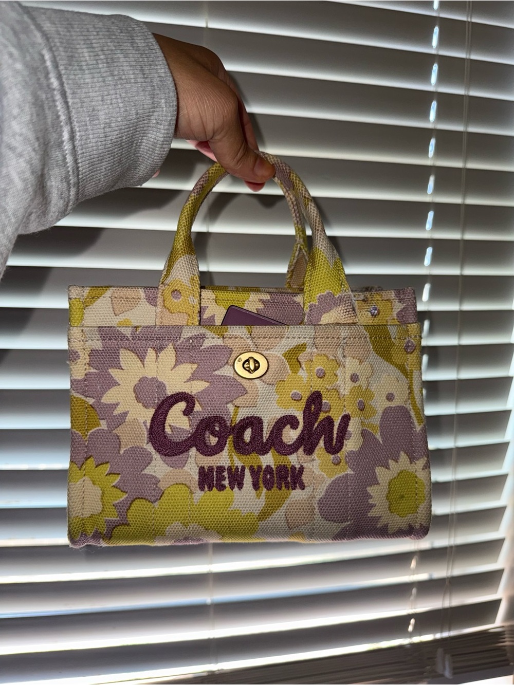 Coach Floral Canvas Mini Tote in Yellow and Lavender